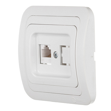 Розетка компьютерная Makel Mimoza встраиваемая белая RJ45 (12035)