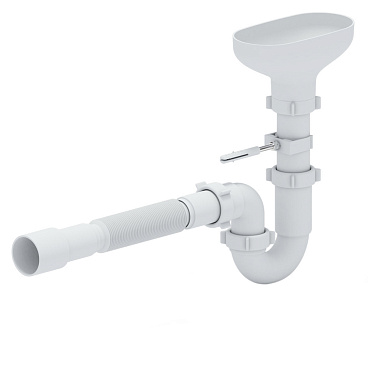 Сифон для раковины и мойки АНИ пласт 1 1/2х40 мм с выпуском d170 мм с соединением 40/50 мм с разрывом струи (DR0115)