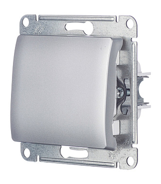 Выключатель Systeme Electric Glossa одноклавишный встраиваемый алюминий (GSL000311)