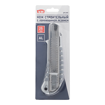 Нож строительный КМ 25 мм с ломающимся лезвием металлический корпус