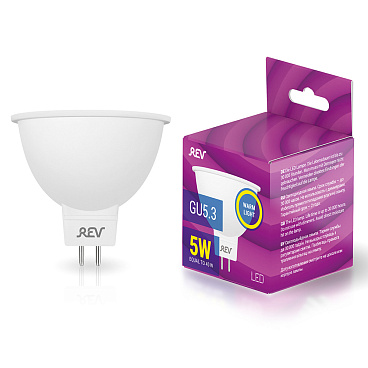Лампа светодиодная Rev GU5.3 3000К 5 Вт 400 Лм 180-240 В рефлектор MR16 прозрачная