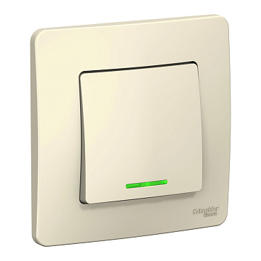 Выключатель Systeme Electric Blanca одноклавишный встраиваемый молочный с подсветкой (BLNVS010112)
