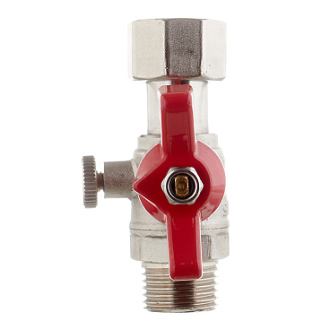 Кран шаровой латунный Valtec 1/2 НР(ш) х 1/2 ВР(г) для подключения манометра проходной бабочка прямой (VT.806.N.0404)