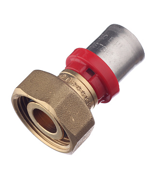 Соединитель прямой Tiemme с накидной гайкой под евроконус 16(пресс) х 3/4 ВР(г)