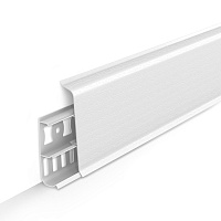 Плинтус ПВХ напольный Деконика 85 мм белый матовый 2200 мм Г-профиль с кабель-каналом