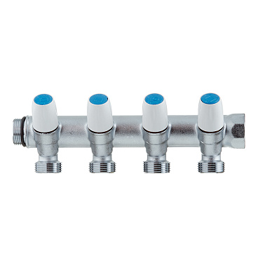 Коллектор Tiemme 3/4 ВР(г) х 4 выхода 3/4 НР(ш) ЕК х 3/4 НР(ш) регулируемый (1860015/1877K50050504)