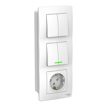 Блок выключатель и розетка Systeme Electric Blanca четырехклавишный встраиваемый белый с подсветкой (BLNBS102211)