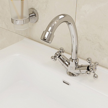 Смеситель для раковины Milardo Duplex хром двухвентильный с поворотным изливом (DUPSB00M01)