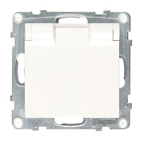 Розетка Legrand Suno встраиваемая белая со шторками с крышкой (721123)