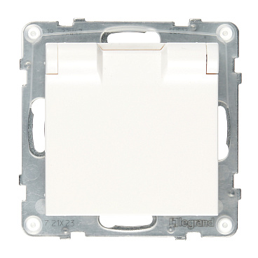 Розетка Legrand Suno встраиваемая белая со шторками с крышкой (721123)