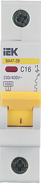Автоматический выключатель модульный IEK Karat ВА 47-29 1P 16А тип C 4,5 кА 230/400 В (MVA20-1-016-C)