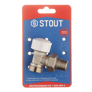 Клапан термостатический угловой Stout 1/2 ВР(г) х 3/4 НР(ш) для радиатора под евроконус (SVT-0002-100015)