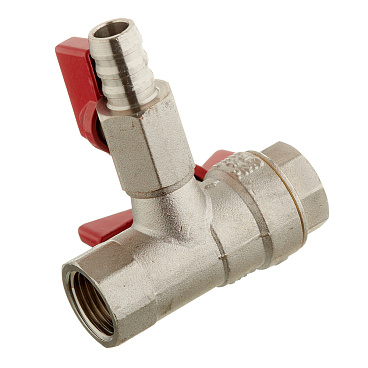 Кран шаровой латунный Valtec 1/2 ВР(г) х 1/2 ВР(г) проходной бабочка с обратным клапаном (VT.248.N.04)