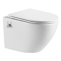 Унитаз подвесной Corsa Deco CX безободковый белый с функцией биде и сиденьем дюропласт микролифт (WHBCX520S)