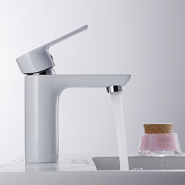 Смеситель для раковины Lavelly White Modern хром/белый однорычажный (623750)