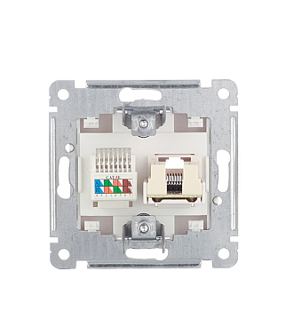 Розетка компьютерная/ телефонная Hegel Master встраиваемая белая RJ11/ RJ45 (РСКТ-440)