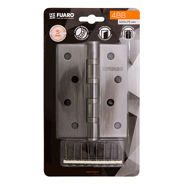 Петля Fuaro карточная универсальная неразъемная 100х75 мм графит