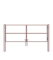 Ворота распашные каркас со столбами 3х1,5 м красно-коричневые