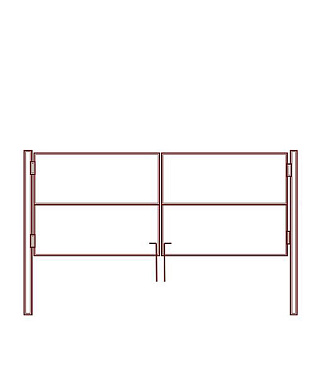 Ворота распашные каркас со столбами 3х1,5 м красно-коричневые