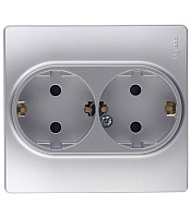 Розетка Legrand Etika встраиваемая алюминий со шторками (672433)