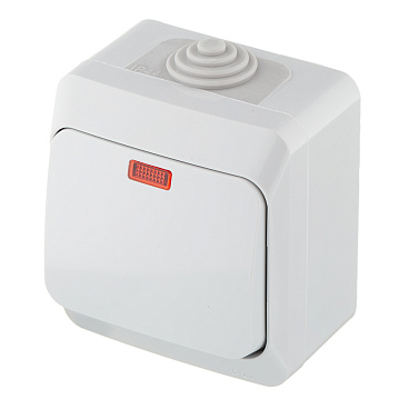 Выключатель Systeme Electric Этюд одноклавишный накладной серый с подсветкой (BA10-045C)