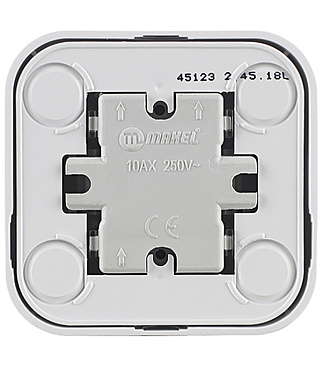 Выключатель Makel Siva Ustu двухклавишный накладной белый с подсветкой (45123)