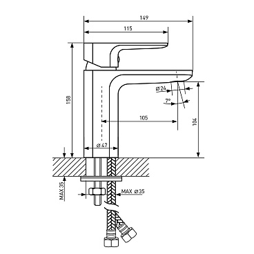 Смеситель для раковины Lavelly Point хром однорычажный (672218)
