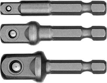 Набор STAYER MASTER ″MAXFIX″: Адаптеры для торцовых головок, сталь 40Cr, 3 предмета E1/4-1/4″, E1/4-3/8″, E1/4-1/2″, 50 мм