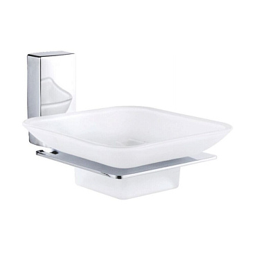 Мыльница для ванной Haiba HB8802 с держателем стекло матовое/металл хром (551053)