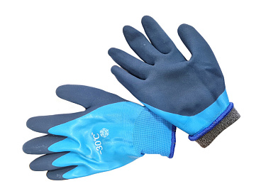 Перчатки акриловые с двойным латексным обливом утепленные синие 10 (L)