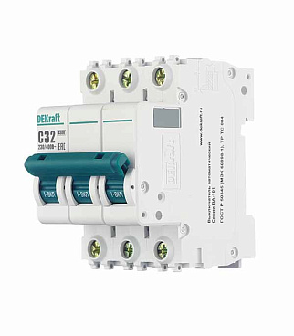 Автоматический выключатель модульный Dekraft BA-101 3P 32А тип C 4,5 кА 230/400 В (11081DEK)