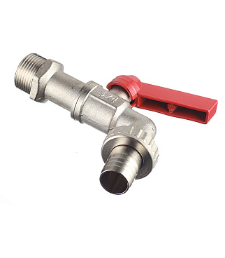 Кран шаровой латунный Valtec 3/4 НР(ш) х 3/4 НР(ш) ручка со штуцером угловой (VT.051.N.05)