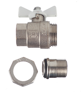 Кран шаровой латунный Valtec Base 3/4 ВР(г) х 3/4 НР(ш) бабочка с полусгоном прямой (VT.227.NW.05)