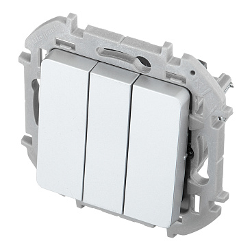 Выключатель Legrand Inspiria трехклавишный встраиваемый алюминий (673642)