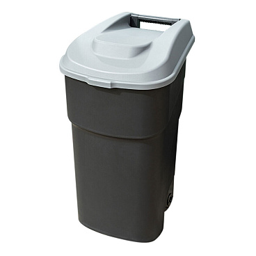 Бак мусорный Econova 90 л пластиковый с крышкой на колесах черный