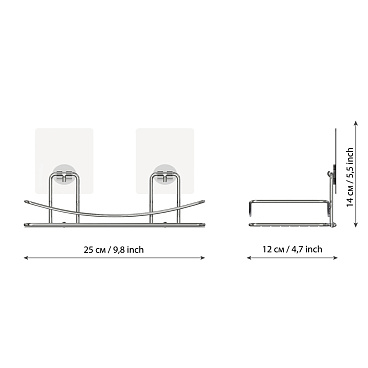 Полка для ванной Kleber Lite 250х145х120 мм металл/силикон хром (KLE-LT032/8563)