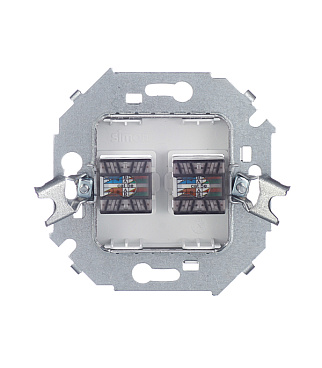 Розетка компьютерная Simon 15 встраиваемая алюминий 2хRJ45 (1591593-033)