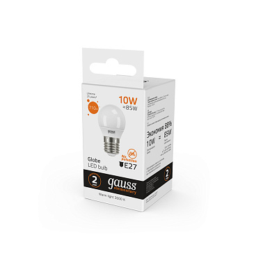 Лампа светодиодная Gauss E27 3000К 10 Вт 710 Лм 175-240 В шар тонированная
