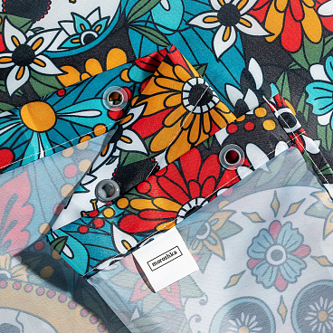 Штора для ванны Moroshka Los Muertos 1800х2000 мм полиэстер красная/синяя (T690-2)