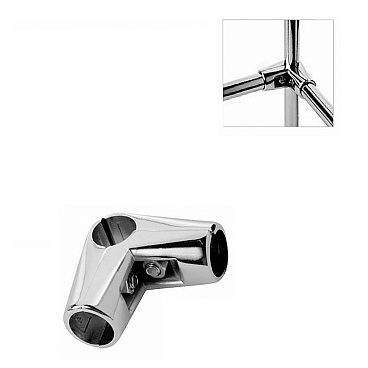 Соединитель угловой для трех труб к системе Joker d25 мм усиленный хром