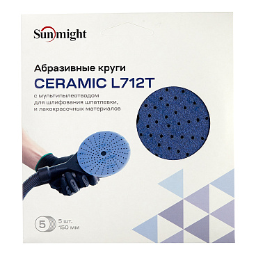 Диск шлифовальный Sunmight Ceramic d150 мм P100 на липучку пленочная основа (5 шт.)