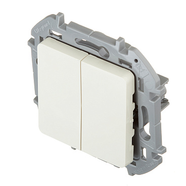 Выключатель Legrand Inspiria двухклавишный встраиваемый слоновая кость (673621)