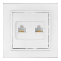 Розетка компьютерная/ телефонная EKF Минск встраиваемая белая RJ11/ RJ45 (ERK00-135-10)