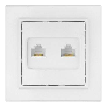 Розетка компьютерная/ телефонная EKF Минск встраиваемая белая RJ11/ RJ45 (ERK00-135-10)