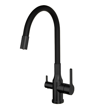 Смеситель для кухни Tokito черный с высоким изливом с подключением к фильтру однорычажный (TOK-AIS-1024BL)