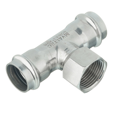 Тройник Valtec (VTi.932.I.280628) 28 мм х 1 ВР(г) х 28 мм нержавеющая сталь