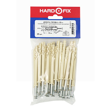 Дюбель-гвоздь Hard-Fix 6x80 мм цилиндрическая манжета нейлон (35 шт.)