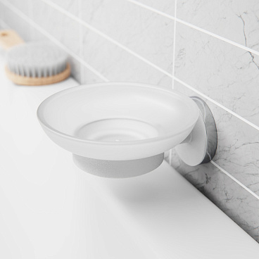 Мыльница для ванной Fora Lord с держателем сталь/стекло белая (FOR-Lord036WT)