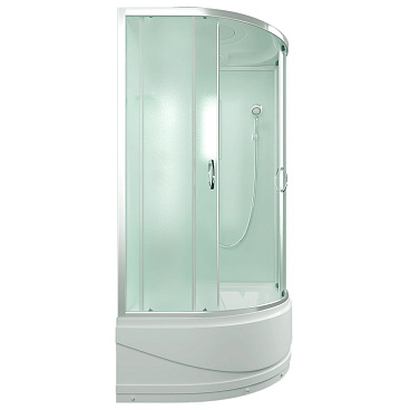 Душевая кабина Erlit Comfort 100х100х215 см стекло матовое 4 мм с высоким поддоном полукруг