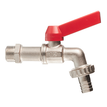 Кран шаровой латунный Valtec 1/2 НР(ш) х 1/2 НР(ш) ручка со штуцером угловой (VT.051.N.04)